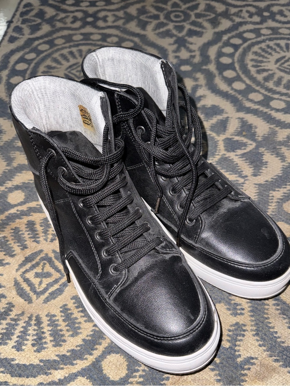 Women’s vegan leather Black High-Top Lace-Up Sneakers